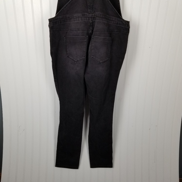 Massimo Womens Black Denim Overalls Size Medium Distressed Skinny Leg Stretch - Picture 8 of 13